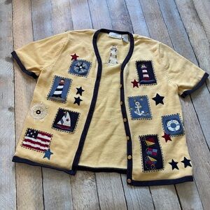 Croft & Barrow Cardigan butter yellow nautical small